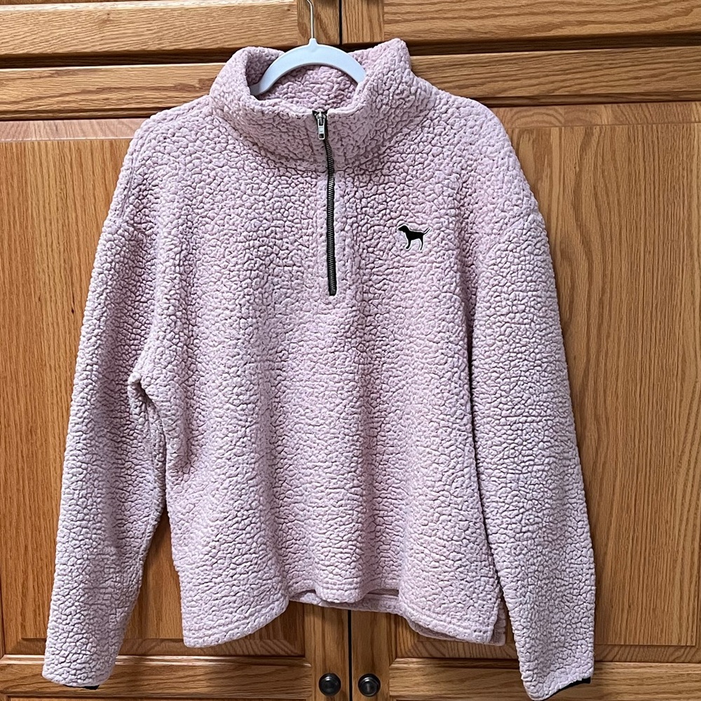 Victoria's Secret Light Pink Sherpa Pullover Sweater, GUD, Size L